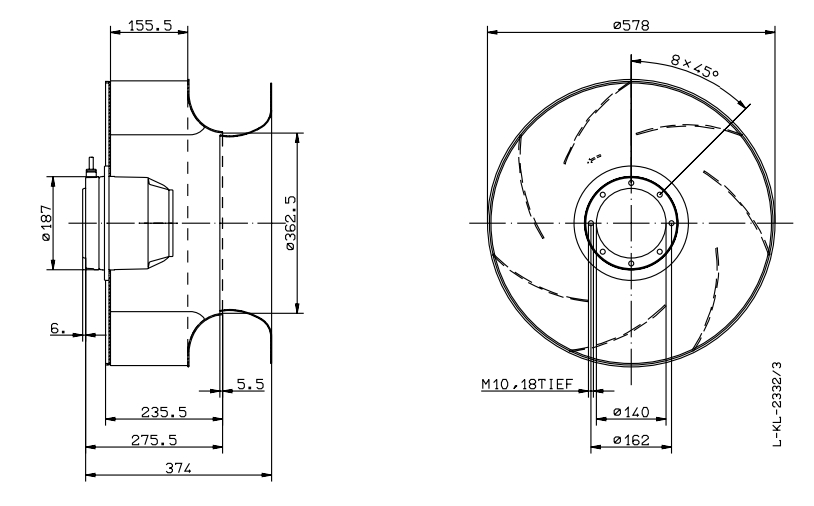 Чертеж вентилятора RH56N-4DK.6N.AR, арт. 129265